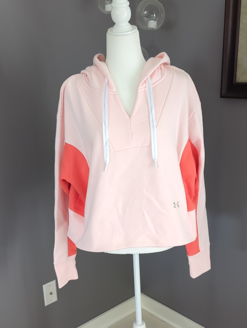 Under Armour Light Pink & Coral V-Neck Hoodie